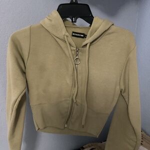 Sage green cropped zip up sweater